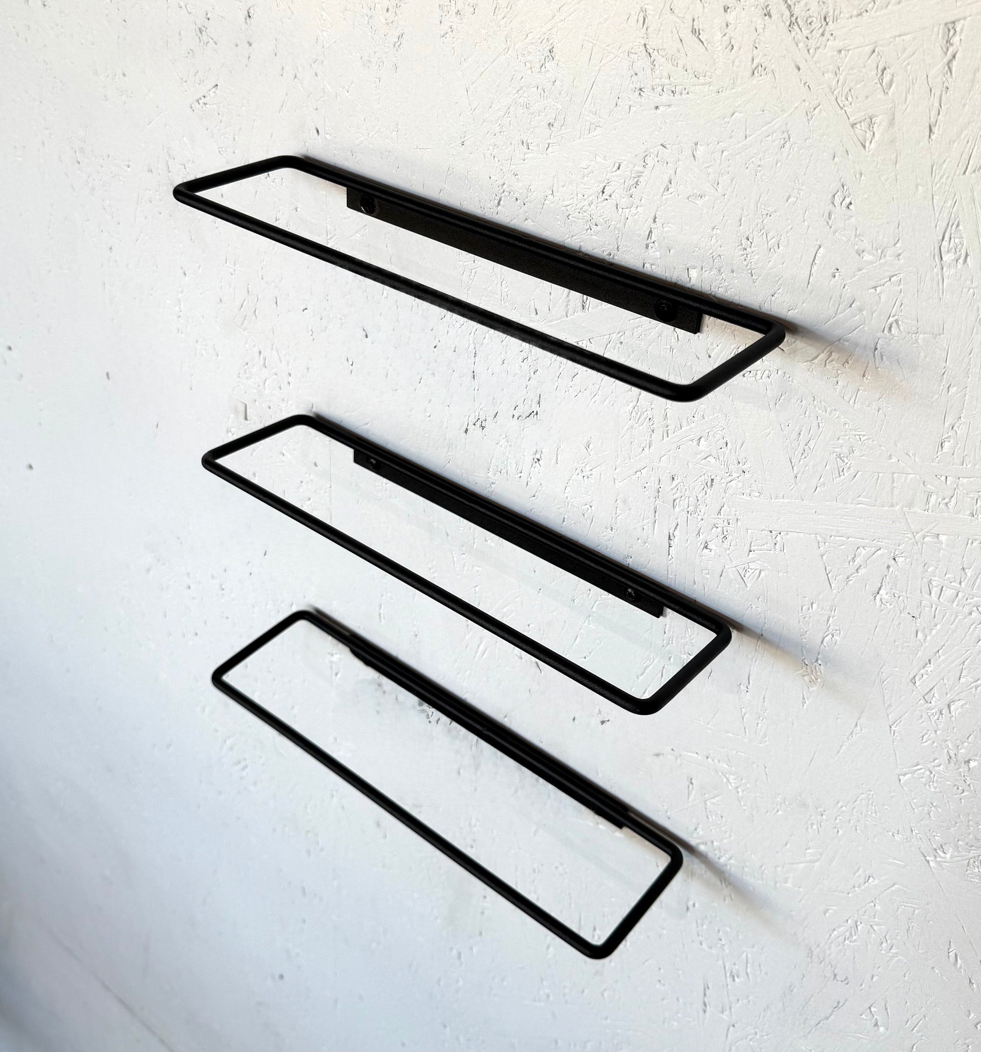 Front view of 3 of Metal Wine Shelfs - SLIM