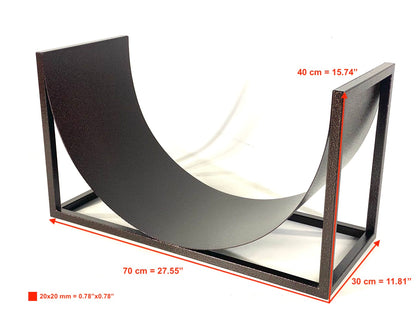Side view with dimensions of Firewood rack - WAVE