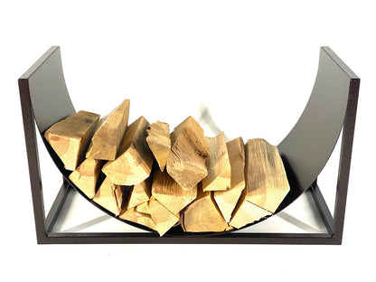 Front view with firewood of Firewood rack - WAVE
