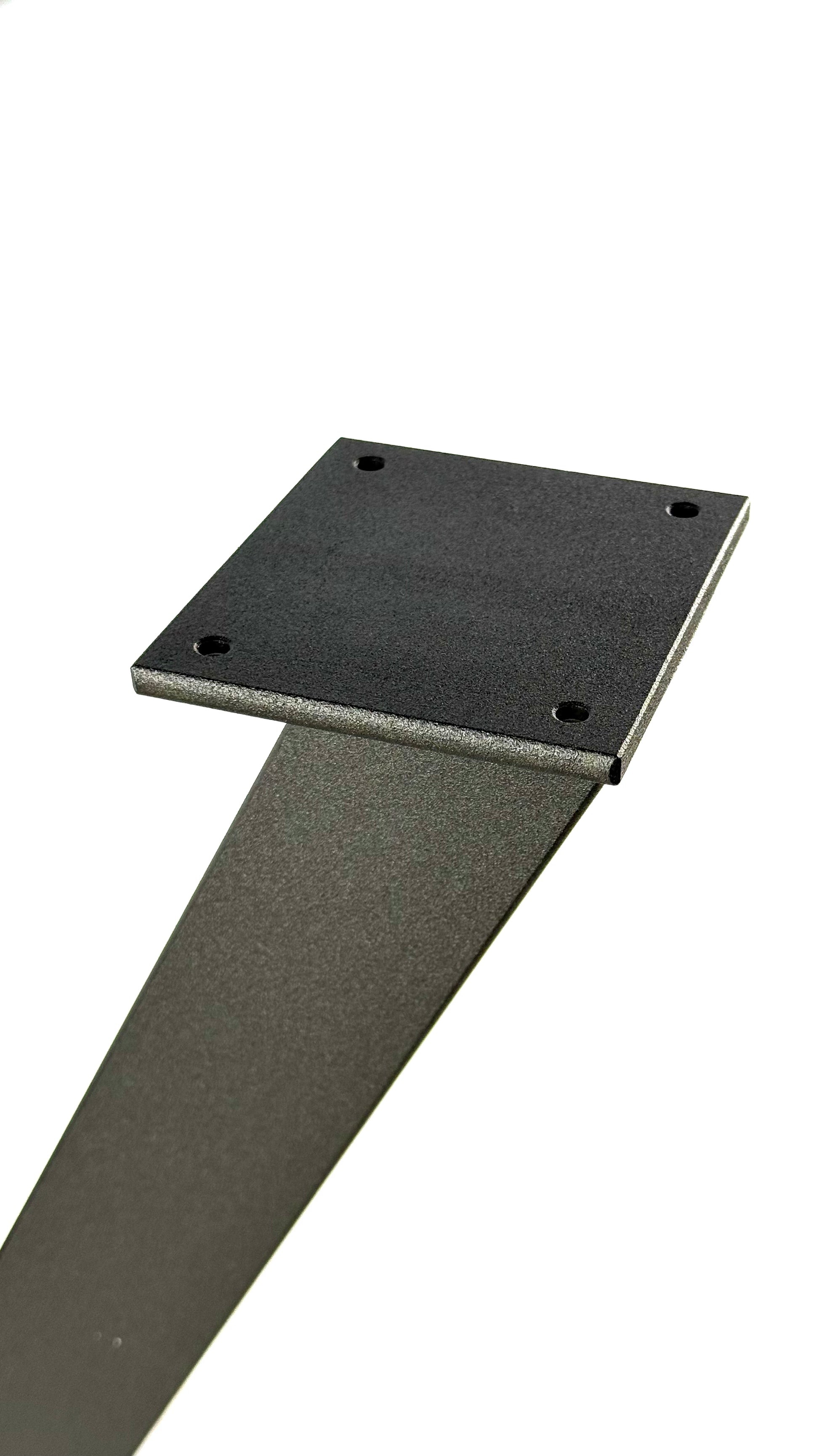 Close-up with metal plate with pre-drilled holes of Industrial Spider-Style Steel Table Base - URBAN
