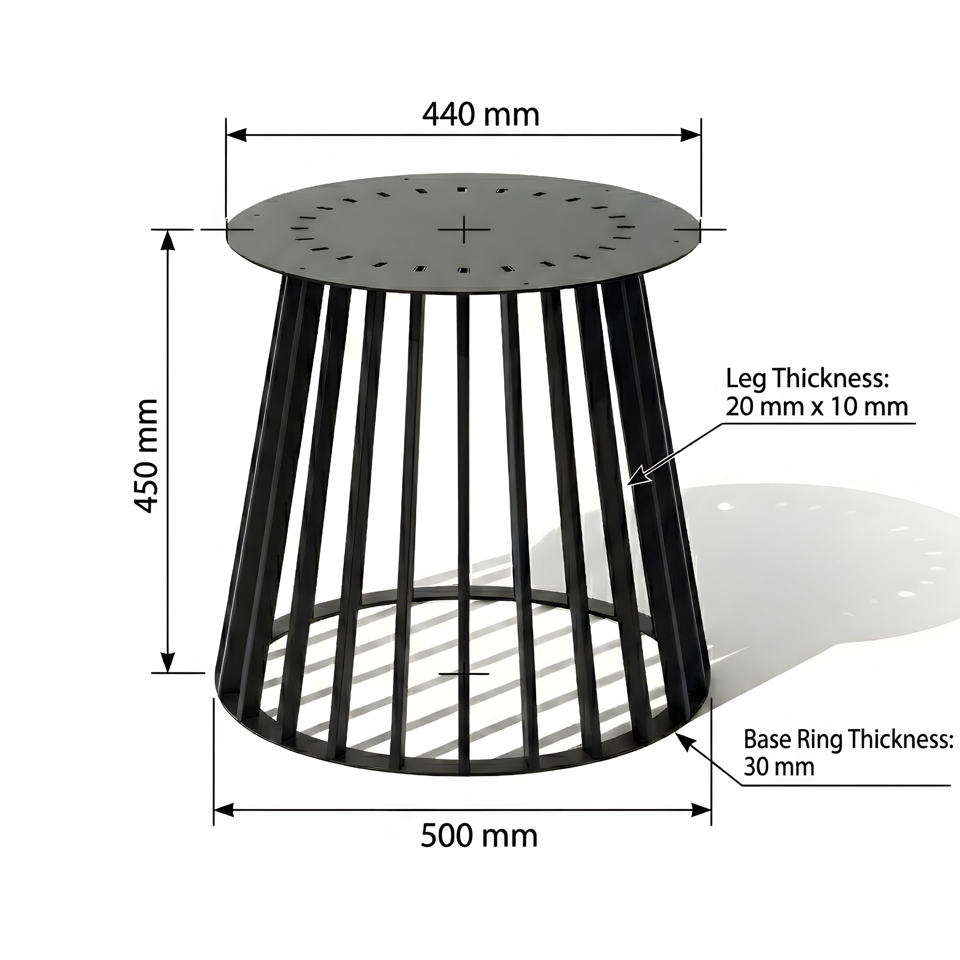 Modern Round Metal Table Base_Dimensions