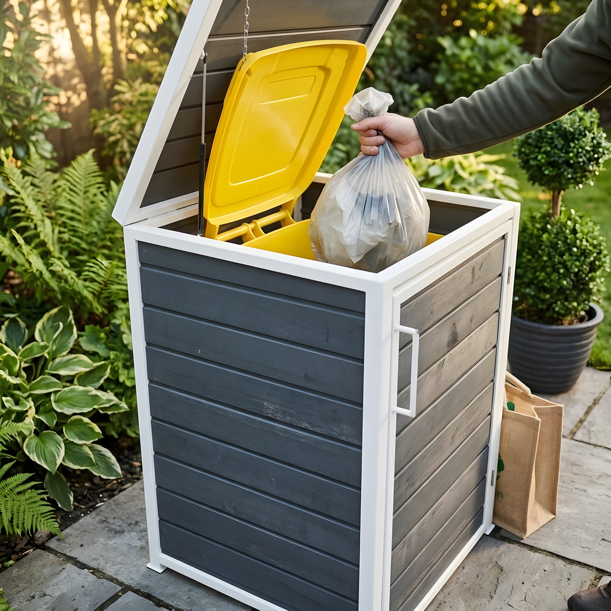 Outdoor Bin Storage in use