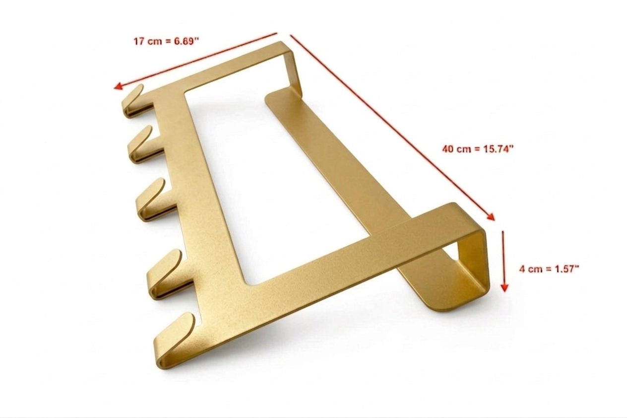Over the Door 5 Hook Rack - Dimensions