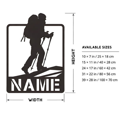 Personalized hiker metal sign Dimensions