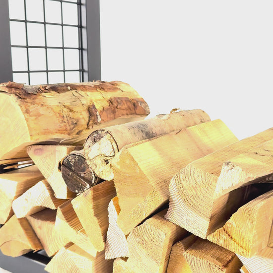 Modern Steel Firewood Rack with Mesh Sides - SQUARE Video