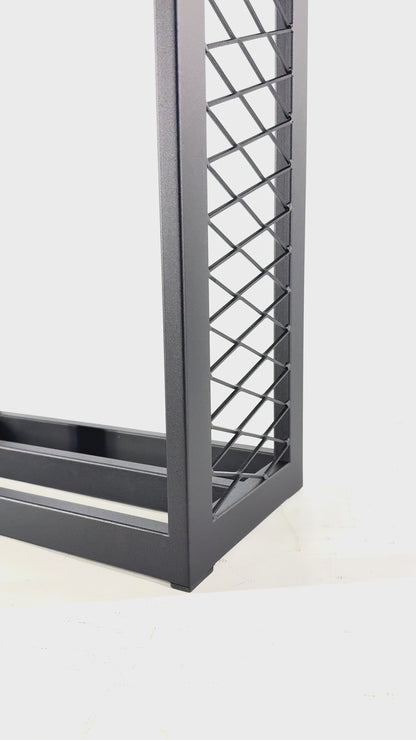 Modern Steel Firewood Rack with Mesh Sides - DIAMOND