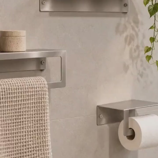 Stainless Steel Bathroom Shelf, Towel Bar & TP Holder : VIDEO