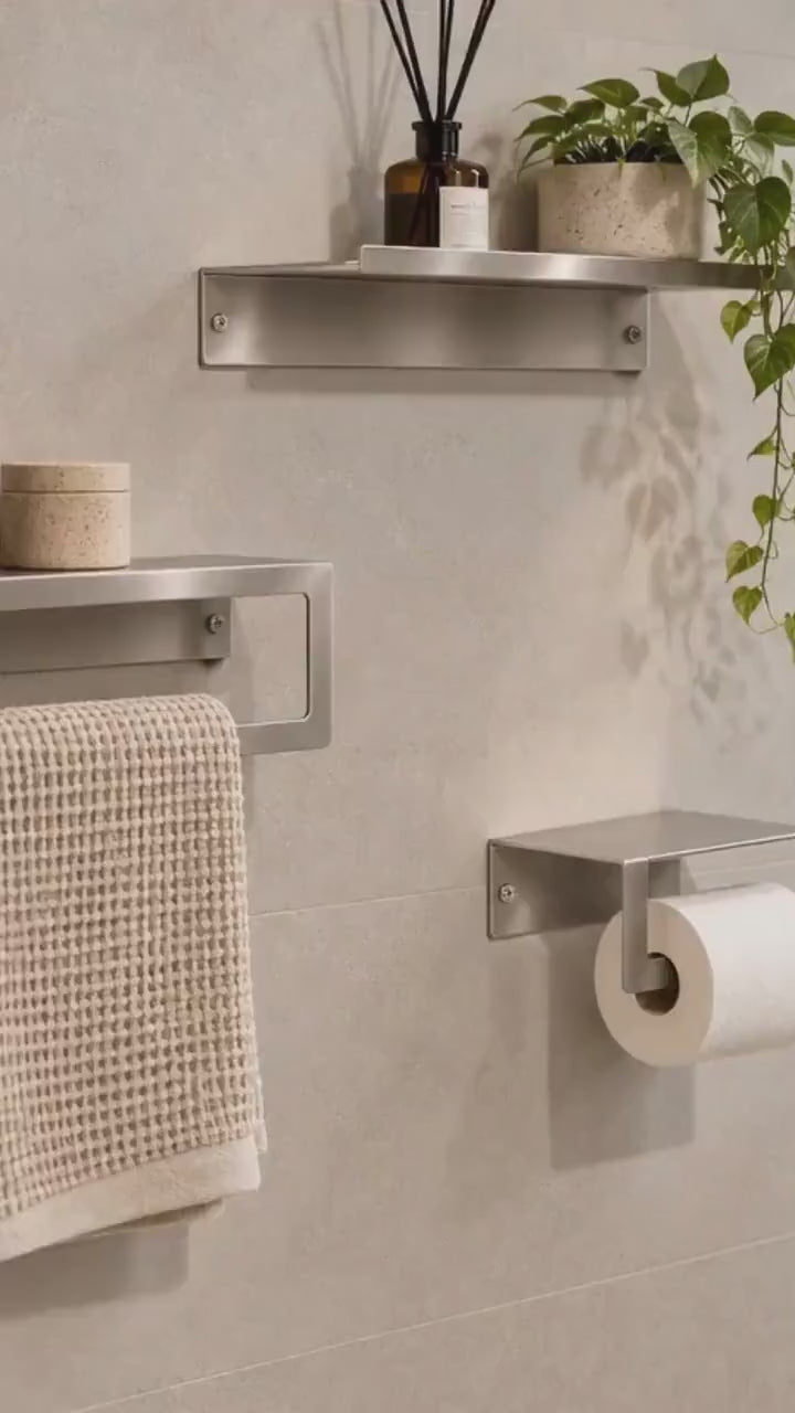Stainless Steel Bathroom Shelf, Towel Bar & TP Holder : VIDEO