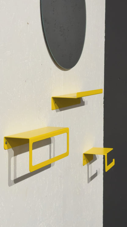 Modern Steel Wall Shelf Set with Towel Bar and Toilet Paper Holder