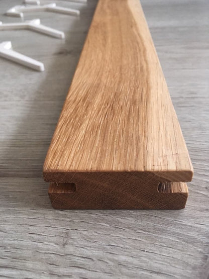 SCANDINAVIAN wooden coat & hat rack,Wooden rack with removable hooks,Stylish oak wood rack with sliding hooks,Entryway coat hooks,Home decor