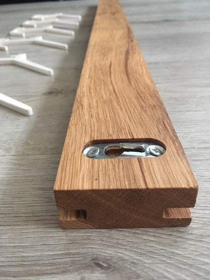 SCANDINAVIAN wooden coat & hat rack,Wooden rack with removable hooks,Stylish oak wood rack with sliding hooks,Entryway coat hooks,Home decor