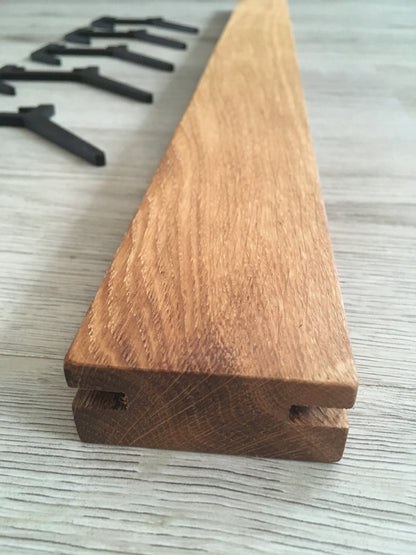 Wooden COAT & HAT rack, Wooden rack with removable hooks, Stylish sapele wood rack with sliding hooks, Entryway coat hooks/ SAPELE