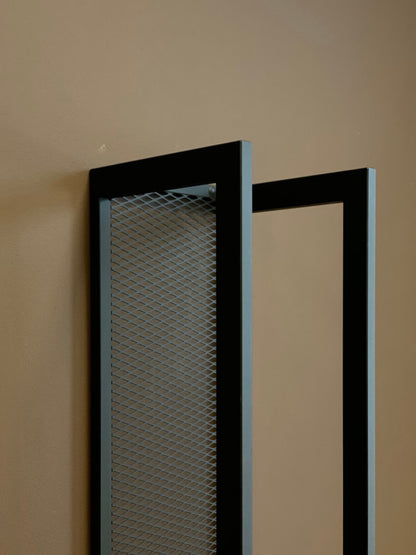 ELEGANT WALL FIREWOOD rack with wall protector/ steel sieve