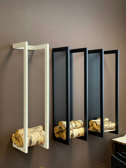 ELEGANT WALL FIREWOOD rack with wall protector/ steel sieve