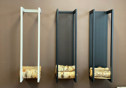 ELEGANT WALL FIREWOOD rack with wall protector/ metal plate
