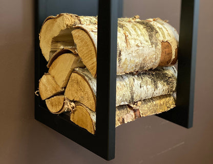 ELEGANT WALL FIREWOOD rack with wall protector/ metal plate