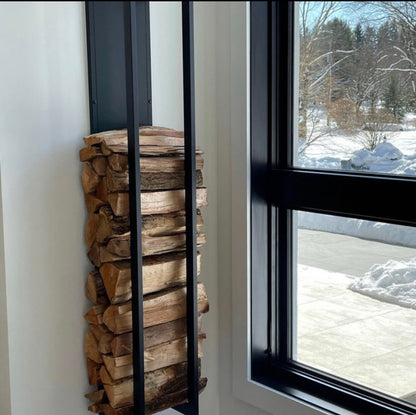 ELEGANT WALL FIREWOOD rack with wall protector/ metal plate