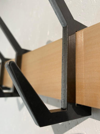 Wooden COAT & HAT rack, Wooden rack with removable hooks, Stylish maple wood rack with sliding hooks, Entryway coat hooks/ MAPLE