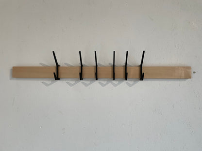 Wooden COAT & HAT rack, Wooden rack with removable hooks, Stylish maple wood rack with sliding hooks, Entryway coat hooks/ MAPLE