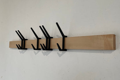 Wooden COAT & HAT rack, Wooden rack with removable hooks, Stylish maple wood rack with sliding hooks, Entryway coat hooks/ MAPLE