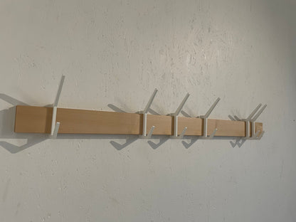 Wooden COAT & HAT rack, Wooden rack with removable hooks, Stylish maple wood rack with sliding hooks, Entryway coat hooks/ MAPLE