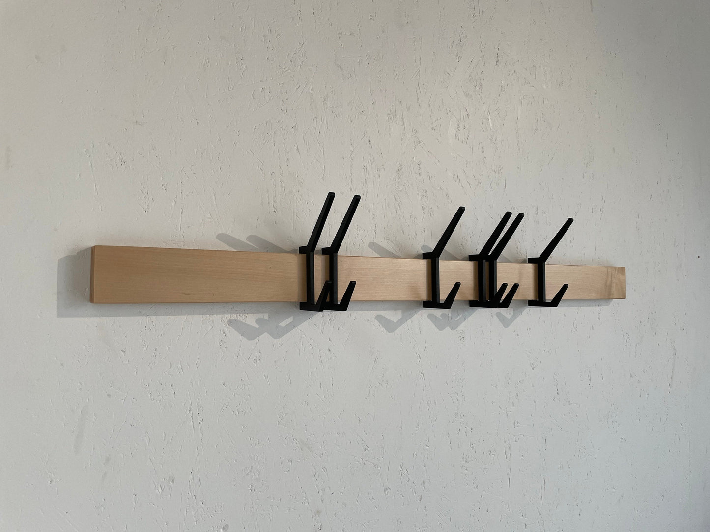 Wooden COAT & HAT rack, Wooden rack with removable hooks, Stylish maple wood rack with sliding hooks, Entryway coat hooks/ MAPLE