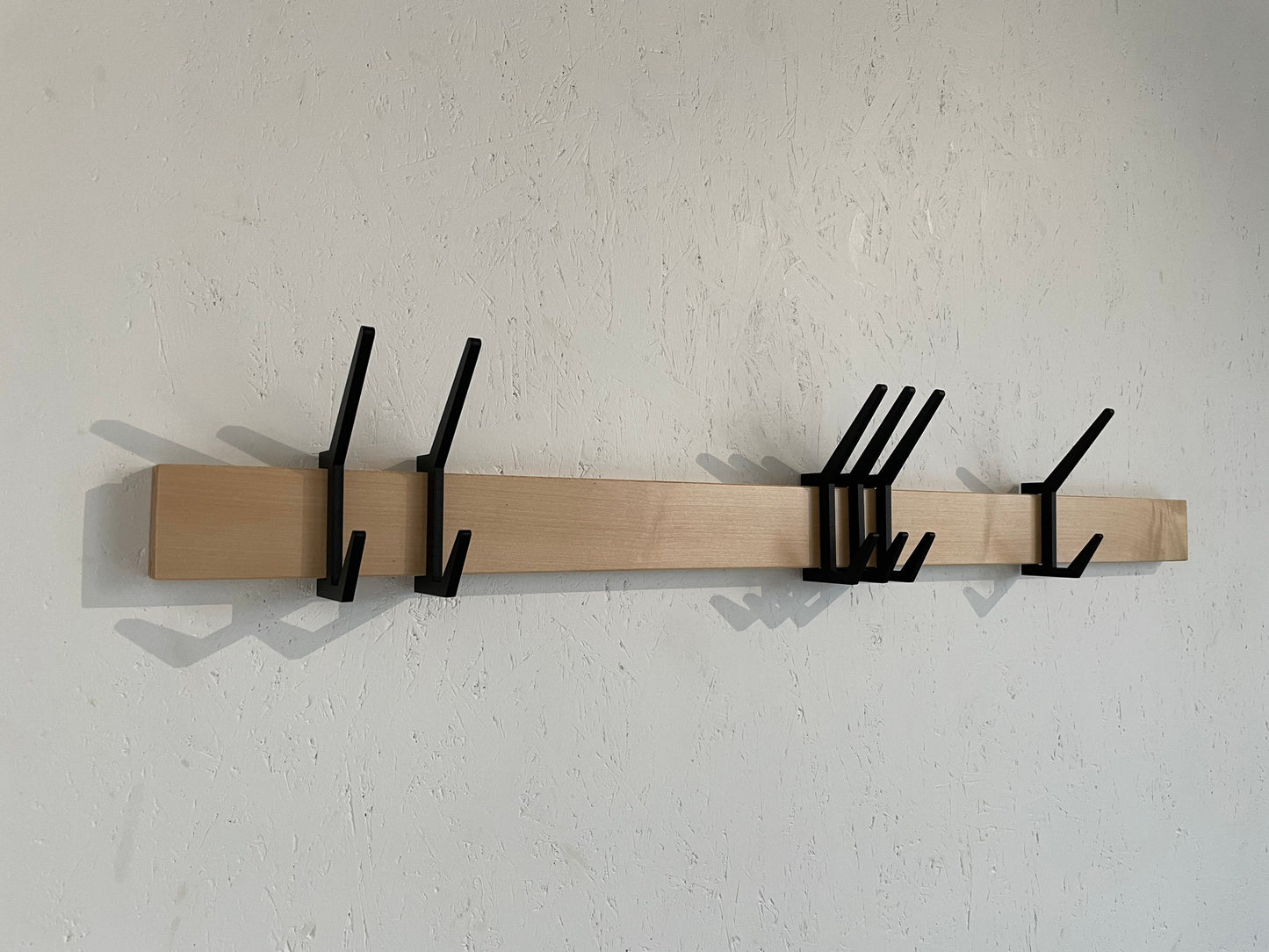 Wooden COAT & HAT rack, Wooden rack with removable hooks, Stylish maple wood rack with sliding hooks, Entryway coat hooks/ MAPLE