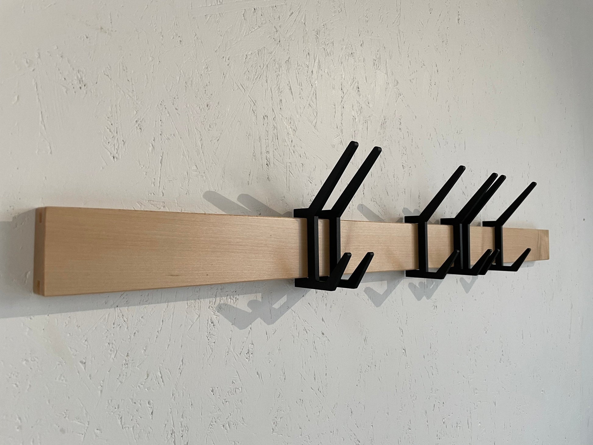 Wooden COAT & HAT rack, Wooden rack with removable hooks, Stylish maple wood rack with sliding hooks, Entryway coat hooks/ MAPLE