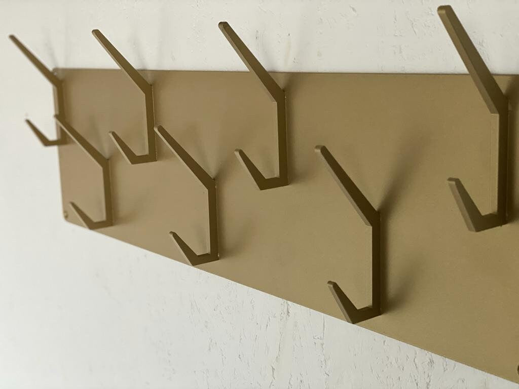 INDUSTRIAL style steel coat & hat rack covered with powder coating/ ANODIC GOLD