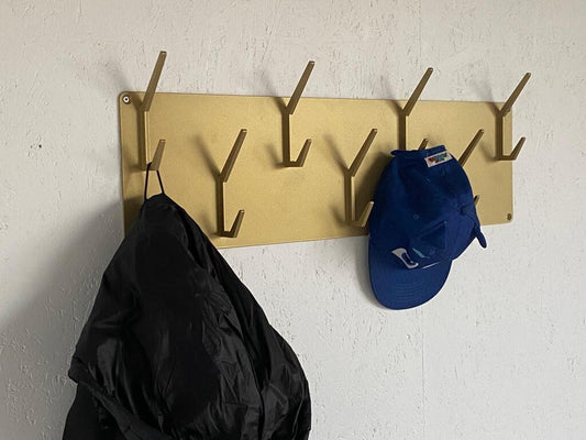 INDUSTRIAL style steel coat & hat rack covered with powder coating/ ANODIC GOLD