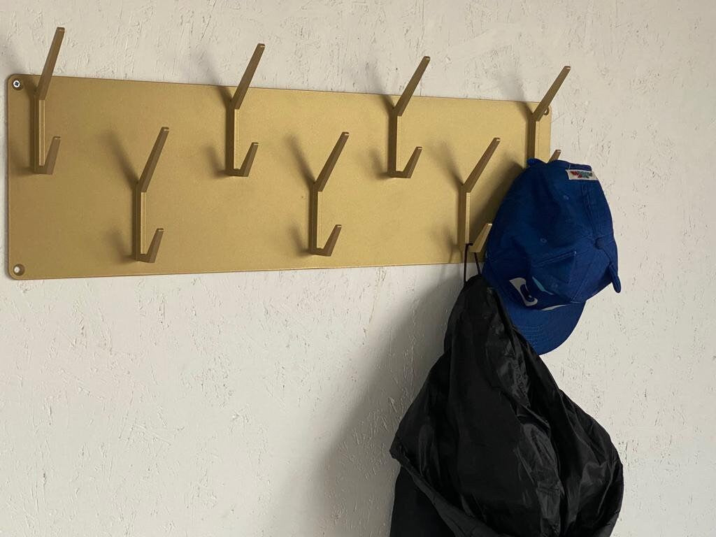 INDUSTRIAL style steel coat & hat rack covered with powder coating/ ANODIC GOLD