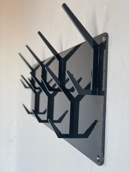 Industrial style steel coat & hat rack covered with powder coating/ RAW STEEL + LACQUER