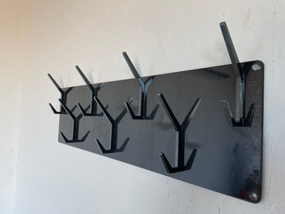Industrial style steel coat & hat rack covered with powder coating/ RAW STEEL + LACQUER