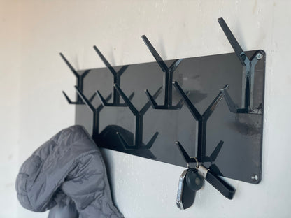 Industrial style steel coat & hat rack covered with powder coating/ RAW STEEL + LACQUER