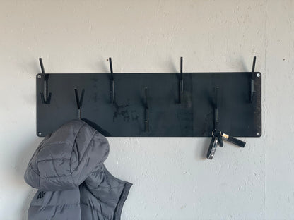 Industrial style steel coat & hat rack covered with powder coating/ RAW STEEL + LACQUER