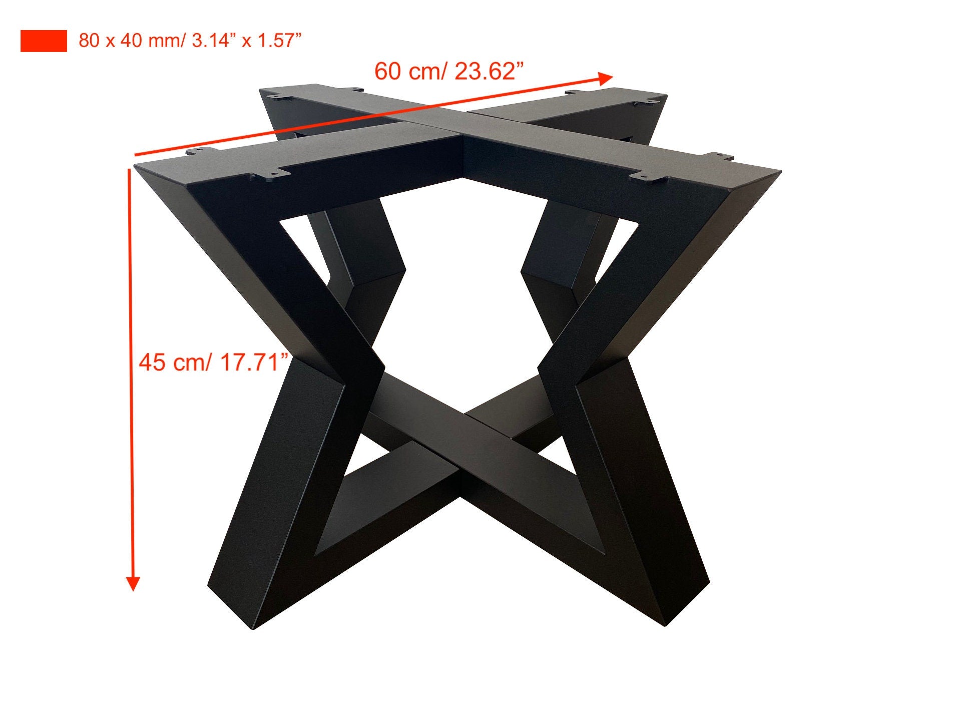 Steel coffee table base for round or square table top (23