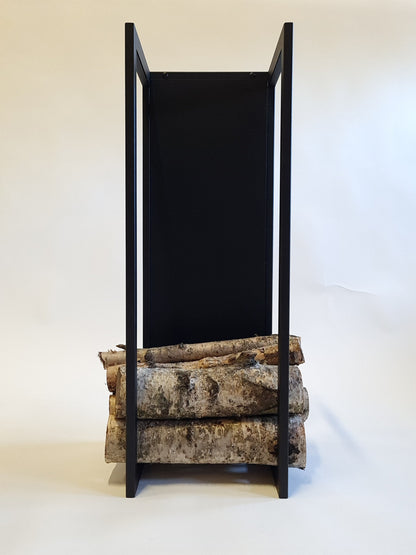 ELEGANT WALL FIREWOOD rack with wall protector/ metal plate/ Larger size
