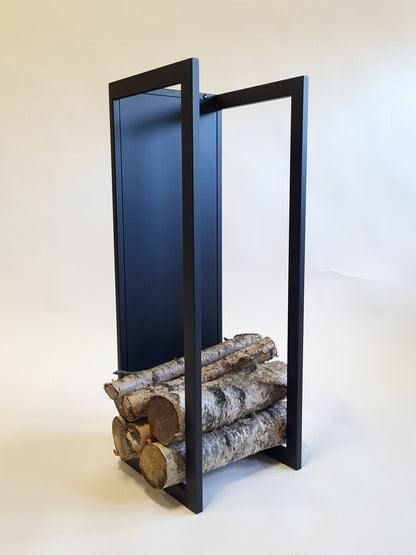 ELEGANT WALL FIREWOOD rack with wall protector/ metal plate/ Larger size