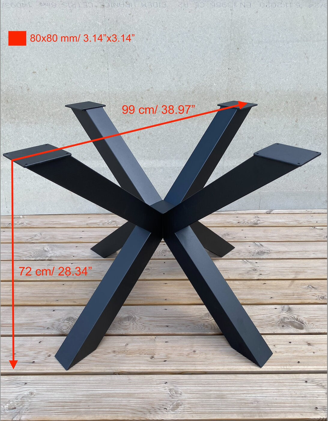 SPIDER table leg/ Dining table leg/ Industrial table leg/ Steel table leg/ Metal table leg/ Restaurant table leg/ Cafe table/Diagonal 99 cm