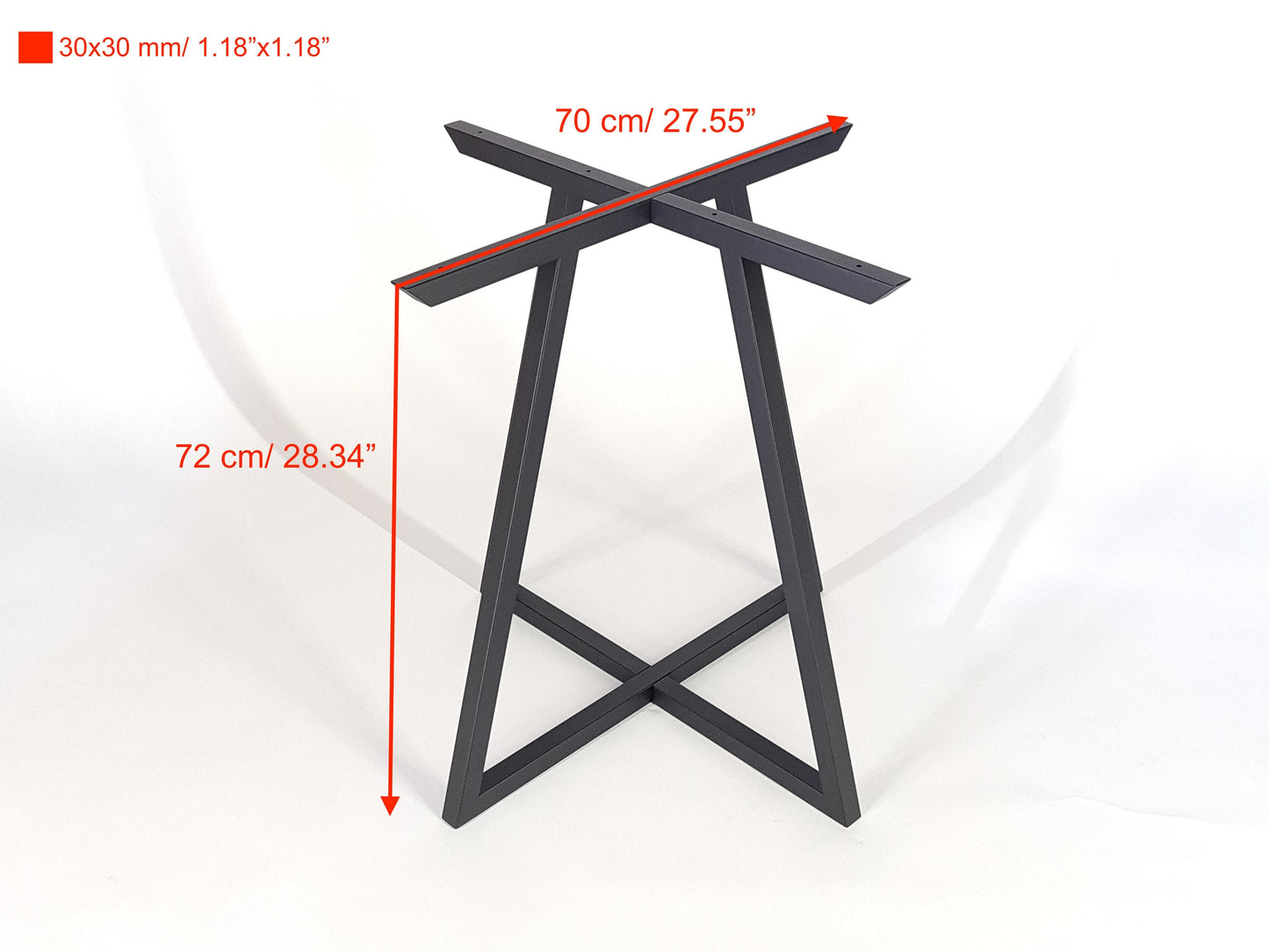 Dining table base for ROUND or SQUARE table top,Industrial style table leg,Steel table base,Dining table leg,Kitchen table leg/DIAGONAL 70cm