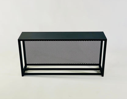 ELEGANT FLAT FIREWOOD rack with steel mesh and steel plate on top/ Horizontal firewood rack/ Floor firewood rack