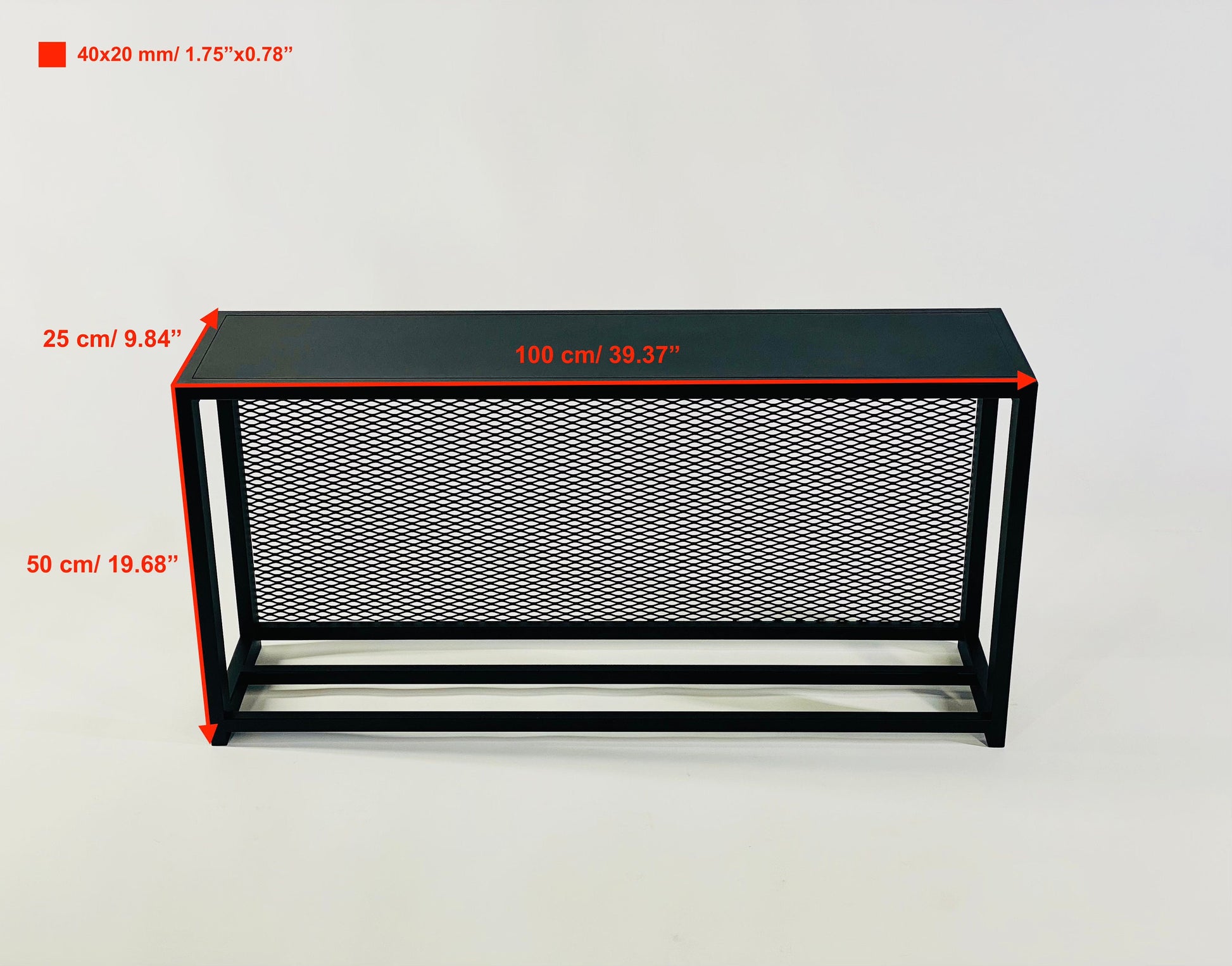 ELEGANT FLAT FIREWOOD rack with steel mesh and steel plate on top/ Horizontal firewood rack/ Floor firewood rack