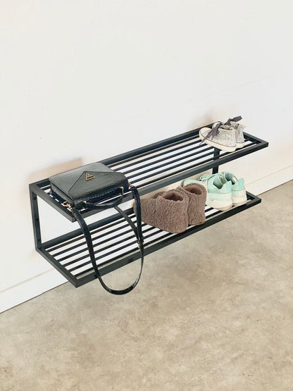 Wall mounted industrial style STEEL SHOE RACK