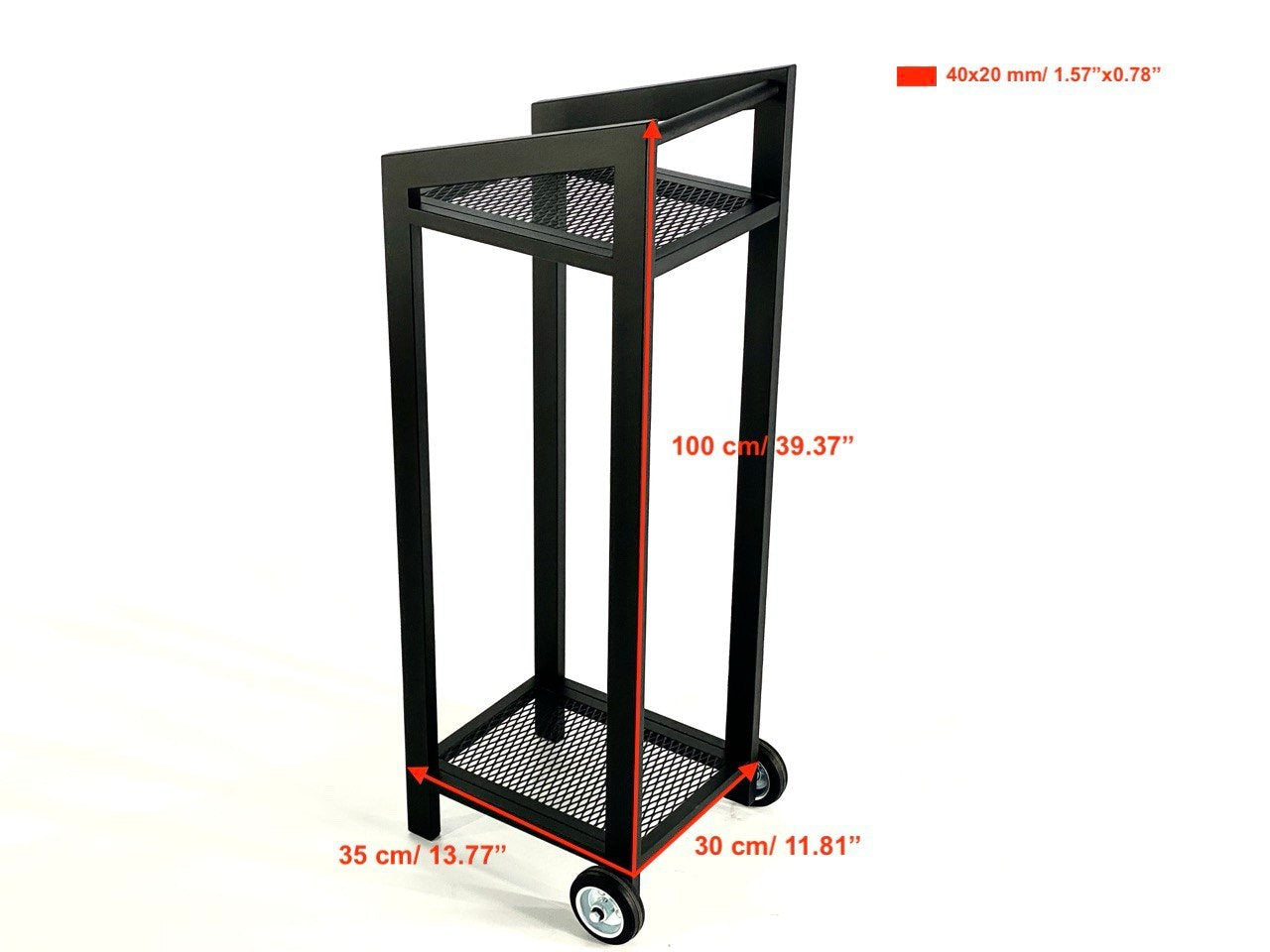 FIREWOOD RACK with WHEELS, steel mesh on top and shelf/ Vertical firewood rack/ Floor firewood rack