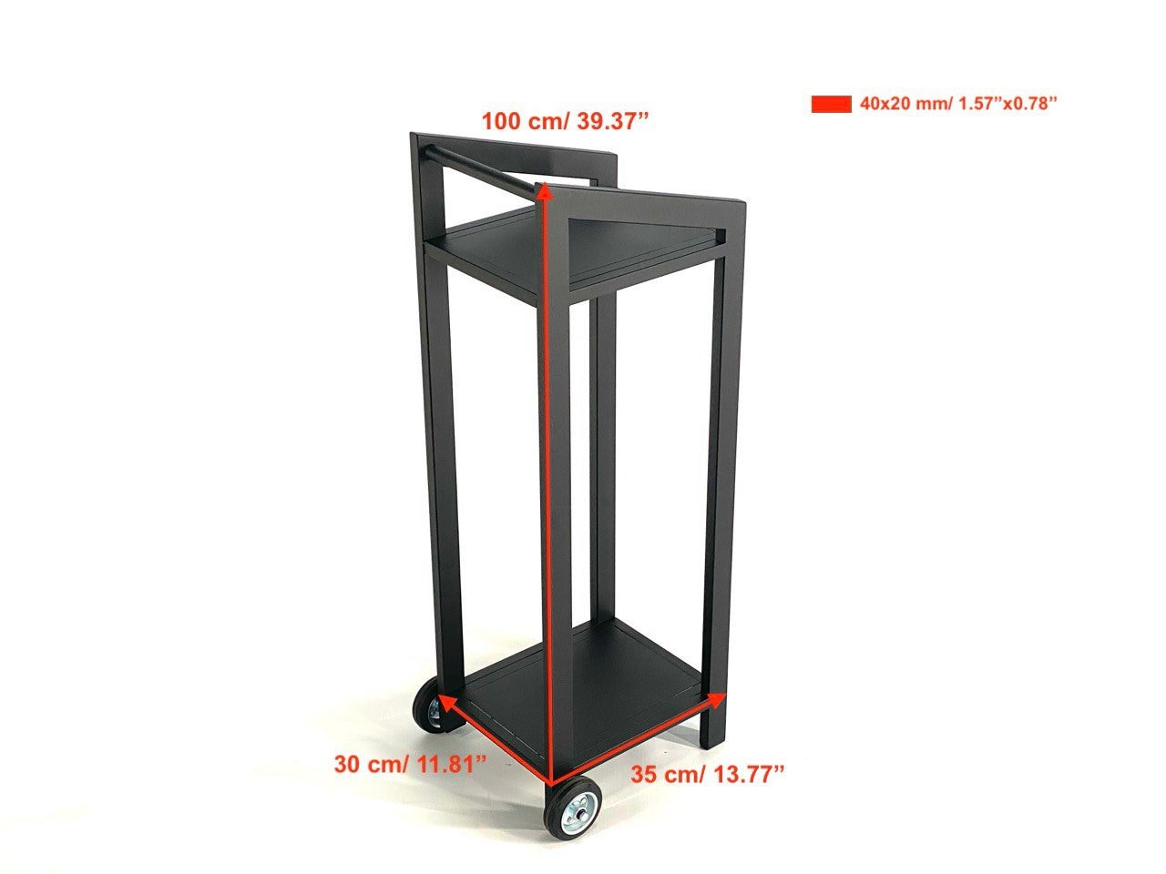 FIREWOOD RACK with WHEELS, steel plate on top and shelf/ Vertical firewood rack/ Floor firewood rack